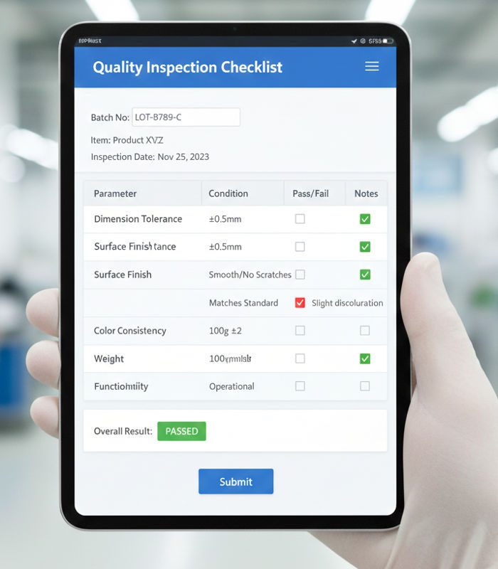 ERPNext for manufacturing quality inspection checklist with QC parameters