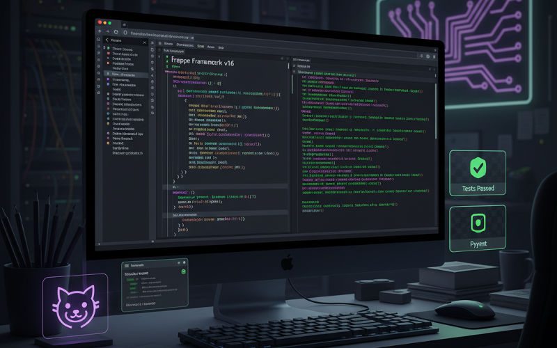 Developer testing environment for Frappe version 16 release notes with bench commands and GitHub integration