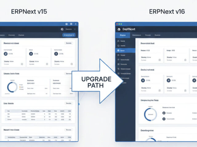 erpnext-v16-migration-services-upgrade ERPNext v16 migration services showing upgrade from version 15 to version 16