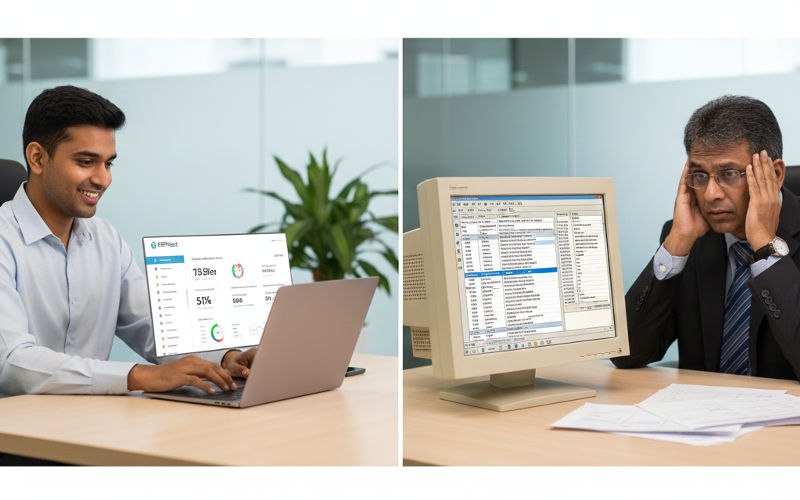 ERPNext vs traditional ERP user interface comparison showing modern usability advantages