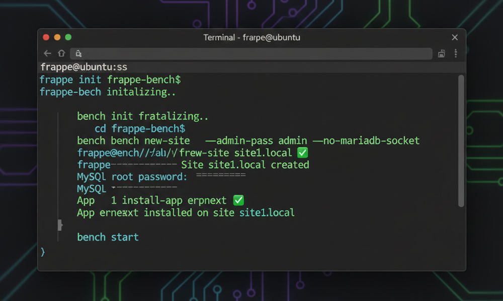 ERPNext Linux Installation Terminal Commands