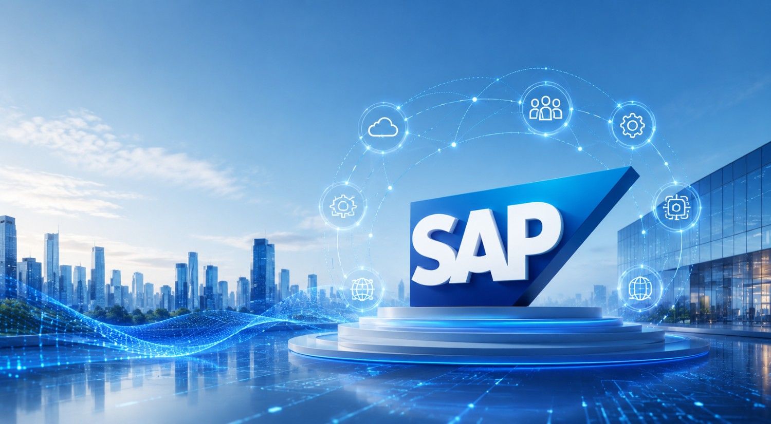 SAP S/4HANA implementation dashboard showing enterprise ERP analytics and live supply chain data for global businesses